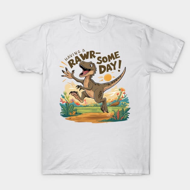 Joyful Dino Delight - Celebrate a RAWR-some Day! T-Shirt by WEARWORLD